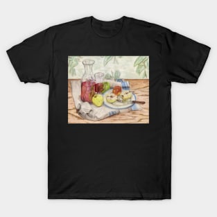 Still life of fruit and wine - Painting T-Shirt